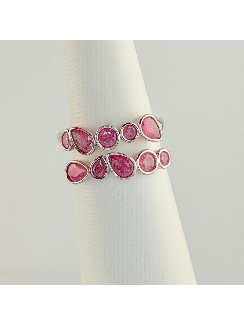 Bomb Party Sz 11 RG68740 "A Most Clever Path" Pink Ice Crystal on Rhodium